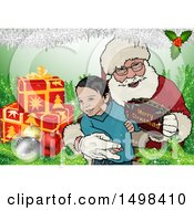Clipart Of A Boy With Santa Royalty Free Vector Illustration