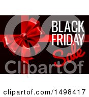 Clipart Of A Black Friday Sale Text Design With A Gift Bow On Black Royalty Free Vector Illustration