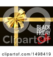 Black Friday Sale Text Design With A Gift Bow On Black