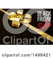 Clipart Of A Black Friday Sale Text Design With A Gift Bow On Black Royalty Free Vector Illustration