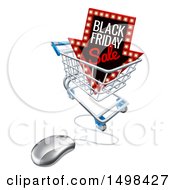Poster, Art Print Of Black Friday Sale Arrow Marquee Sign In A Shopping Cart With A Computer Mouse