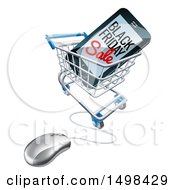 Clipart Of A Black Friday Sale Advertisement On A Smart Phone Screen In An Online Shopping Cart Royalty Free Vector Illustration
