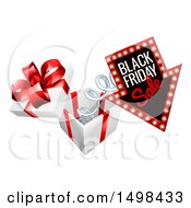 Poster, Art Print Of Black Friday Sale Arrow Marquee Sign Springing Out Of A Gift Box