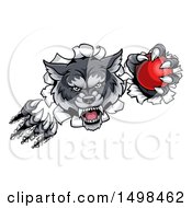 Poster, Art Print Of Gray Wolf Slashing Through A Wall With A Cricket Ball