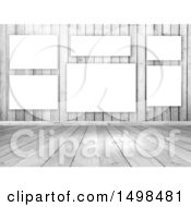 Poster, Art Print Of 3d White Wood Interior With Blank Canvases On A Wall