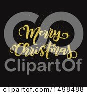 Poster, Art Print Of Gold Glitter Merry Christmas Greeting On Black
