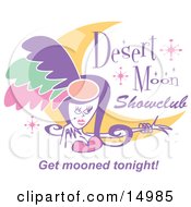 Pretty Showgirl And A Moon On A Desert Moon Showclub Sign