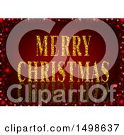 Poster, Art Print Of Merry Christmas Greeting With Gold Glitter On Red