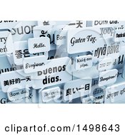 Poster, Art Print Of Background Of 3d Hellow Greeting Speech Bubble Balloons In Different Languages