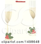 Poster, Art Print Of Christmas Border With Text And Holly Garnished Champagne Glasses
