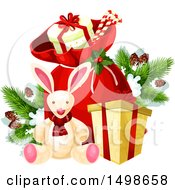 Poster, Art Print Of Santa Christmas Sack With Gifts And Toys