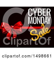 Clipart Of A Gift Bow With Cyber Monday Sale Text On Black Royalty Free Vector Illustration