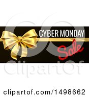 Clipart Of A Gift Bow With Cyber Monday Sale Text On Black Royalty Free Vector Illustration
