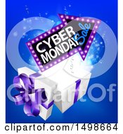 3d Marquee Arrow Sign With Cyber Monday Sale Text Springing Out Of A Gift Box