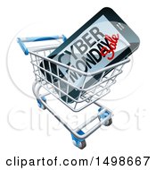 3d Smart Phone With Cyber Monday Sale Text On The Screen In A Shopping Cart