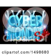 3d Lit Up Stage With A Cyber Monday Sale Design In Blue And Red