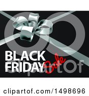 Clipart Of A 3d Gift Bow And Black Friday Sale Text On Black Royalty Free Vector Illustration by AtStockIllustration