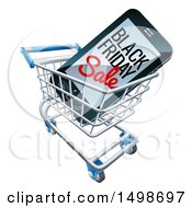 Poster, Art Print Of 3d Smart Phone With Black Friday Sale Text On The Screen In A Shopping Cart