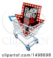 Poster, Art Print Of 3d Arrow Marquee Sign With Black Friday Sale Text In A Shopping Cart