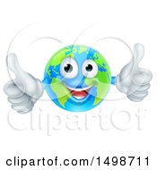 Poster, Art Print Of Happy Earth Globe Mascot Giving Two Thumbs Up