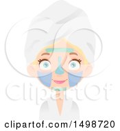 Poster, Art Print Of Blond Caucasian Spa Girl With Multiple Face Masks On