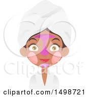 Clipart Of African American Spa Girl With Multiple Face Masks On Royalty Free Vector Illustration by Melisende Vector