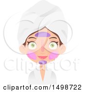 Caucasian Spa Girl With Multiple Face Masks On