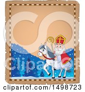 Poster, Art Print Of Horseback Christmas Sinterklaas On A Parchment Page