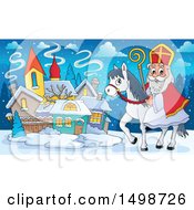 Poster, Art Print Of Horseback Christmas Sinterklaas In A Town