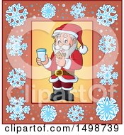 Clipart Of A Christmas Santa Claus Enjoying A Snack Of Milk And Cookies Royalty Free Vector Illustration