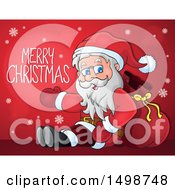 Clipart Of A Merry Christmas Greeting And Santa Royalty Free Vector Illustration