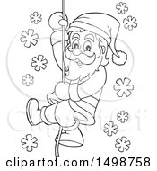 Poster, Art Print Of Black And White Christmas Santa Claus Climbing A Rope