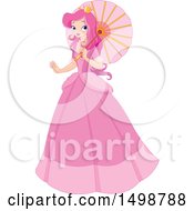 Poster, Art Print Of Pink Haird Princess Holding A Parasol