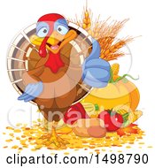 Poster, Art Print Of Happy Thanksgiving Turkey Bird Giving A Thumb Up By Harvest Produce