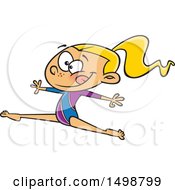 Clipart Of A Cartoon Blond Caucasian Gymnast Girl Leaping Royalty Free Vector Illustration