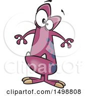 Clipart Of A Cartoon Puny Purple Monster Royalty Free Vector Illustration