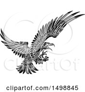 Poster, Art Print Of Black And White Swooping Eagle