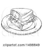 Poster, Art Print Of Piece Of Victoria Sponge Cake Black And White Engraved Style