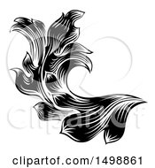 Clipart Of A Black And White Ornate Vintage Floral Design Element Royalty Free Vector Illustration by AtStockIllustration
