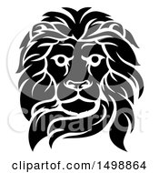 Poster, Art Print Of Black And White Tough Male Lion Head