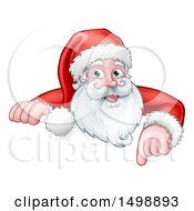 Poster, Art Print Of Christmas Santa Claus Face Pointing Over A Sign