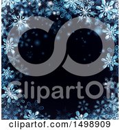 Poster, Art Print Of Border Of Blue Snowflakes Over Black
