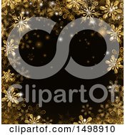 Poster, Art Print Of Border Of Gold Snowflakes Over Black