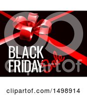 Poster, Art Print Of Red Gift Bow And Black Friday Sale Text On Black