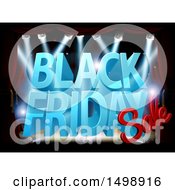 Clipart Of A 3d Black Friday Sale Text Design On A Lit Up Stage Royalty Free Vector Illustration by AtStockIllustration