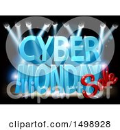 3d Lit Up Stage With A Cyber Monday Sale Design In Blue And Red