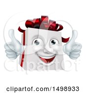 Poster, Art Print Of 3d Christmas Gift Present Character Giving Two Thumbs Up