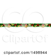Poster, Art Print Of Christmas Garland With Bells Bauble Ornaments And Bows