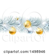 Poster, Art Print Of Frozen Christmas Garland With Silver And Gold Bauble Ornaments
