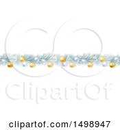 Clipart Of A Frozen Christmas Garland With Silver And Gold Bauble Ornaments Royalty Free Vector Illustration